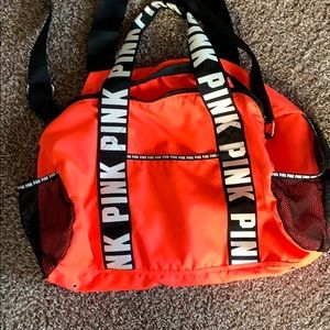 pink duffel bag